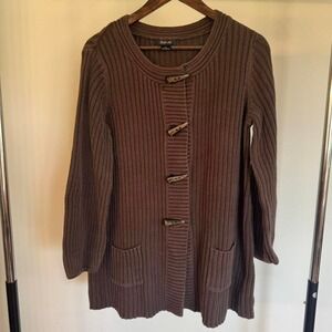 Style & Co Brown Long Sleeve Button Up Cardigan with Pockets Size XL Western